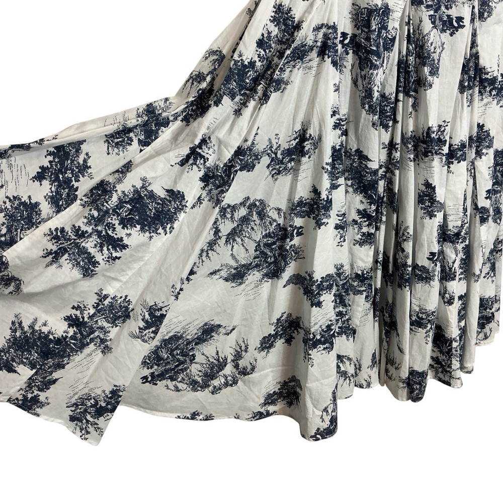 INC Medium Cottagecore Toile Scene Smock Waist Maxi Dress NEW Coquette Cotton - Picture 5 of 8